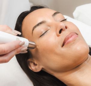 Kosmetische Dermadrop-Gesichtsbehandlung bei einer Frau